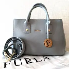 未使用級極美品♡FURLA リンダミニ 2WAYレザーバッグ 本革 ブルー 