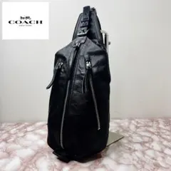 90【未使用】COACH ブラックレザーボディバッグ