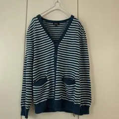 A.P.C.　ボーダーコットンカーディガン XS ネイビー/ホワイト　男女兼用