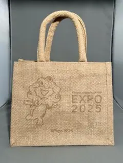 EXPO2025 ロゴとミャクミャクプリントのジュートマイバッグ S