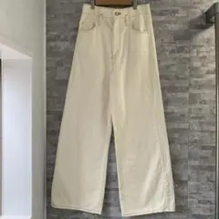 ミラオーウェン Mila Owen デニム ジーンズ ワイドパンツ S ホワイト