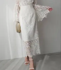 anuans スカラレースストレートスカート sサイズ white 白のサムネイル