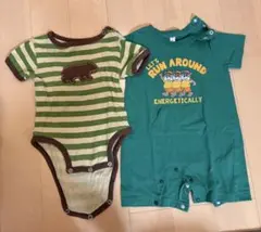 LazyOneベビー用ロンパース70〜80㎝とグリーンのクマさんロンパース80㎝