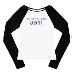 韓国as"onアズオンason長袖ラグランロングスリーブトップスY2KロンT