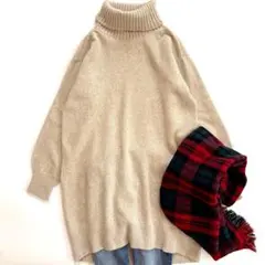 美品 シップス カシミヤ混 タートルチュニックプルオーバー ベージュ