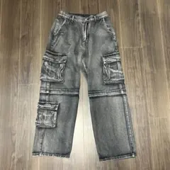 Volcan&Aphrodite ポケットニージップデニムパンツ　カーゴパンツ