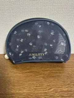 新品未開封 JUSGLITTYノベルティ フラワーメッシュポーチ　ネイビー　花柄のサムネイル