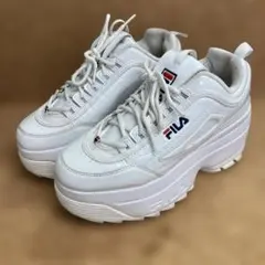 【美品】FILA 厚底スニーカー ディスラプター2 ウェッジ エナメル26cm