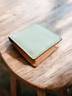 本革　二つ折り財布/ブライドルレザー メンズ ヌメ革 グリーン