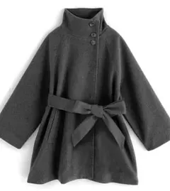 GRL リボンベルト付きコート チャコール