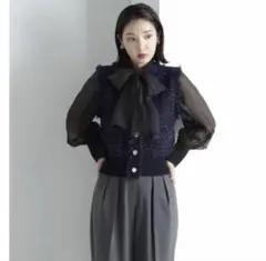 美品　NATURAL BEAUTY BASIC ニット　ベスト　ツイード　人気のサムネイル