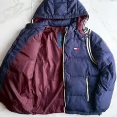 人気◆TOMMY HILFIGER ダウンジャケット 2way ロゴ入り XL
