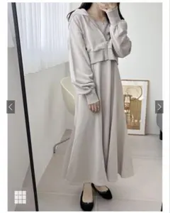 パーカー×ワンピース裏毛スウェットセットアップ