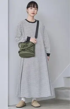 USAコットンレトロボーダーフレアマキシワンピース / coen