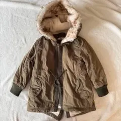 MPSもこもこファーアウターコート防寒カーキ110キッズ男の子女の子