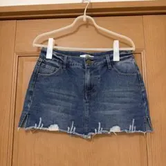 GRL デニムミニスカート ダメージ加工