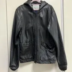 BEAUTY&YOUTH 黒 レザーフードジャケット　男女兼用