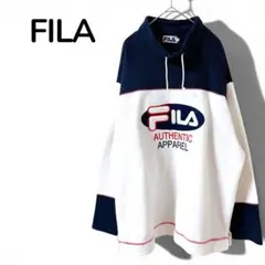 【フィラFILA】バイカラー　フリーススウェットパーカー　トレーナー　秋冬