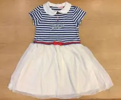 紺白ボーダーひらひらワンピース 150cm　Mサイズ　少しお姉さん小学中高学年用