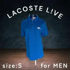 【人気】LACOSTE L!VE ラコステライブ デカロゴ ポロシャツ 青 3
