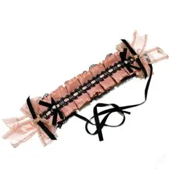 レディース ロリータ ベッドドレス ヘアバンド ピンク レース 地雷 ゴスロリ