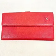 セ*︎様 CHANEL カメリア 二つ折り長財布 レッド - メルカリ