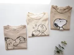 ◇美品◇スヌーピー ◇Tシャツ◇セット◇半袖◇ベージュ◇ブラウン◇茶◇90◇