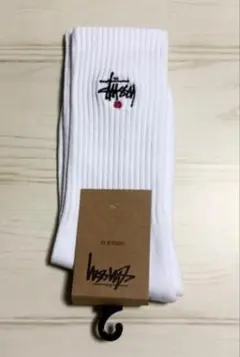 ラスト1点 stussy ステューシー ロゴ ソックス 靴下 メンズ 白