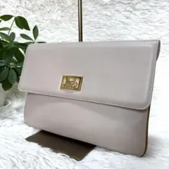 CELINE セリーヌ 馬車金具 レザー クラッチ セカンド バッグ　ベージュ