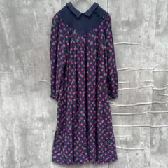 Elegance more マタニティウェア　ドット柄　ワンピース ネイビー