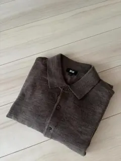 美品 UNIQLO メリノニットポロセーター L ブラウン
