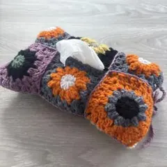 ハンドメイドかぎ針編み ティッシュボックスカバー 花柄