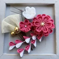 和風花モチーフ髪飾り ピンク
