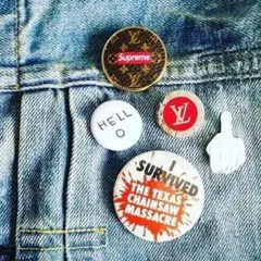 国内即発☆ルイヴィトン×シュプリーム 奇跡のコラボ ！直営購入 ピンバッチセット