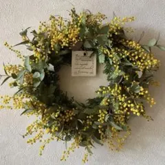 【直径約26㎝】ミモザとユーカリの春色リース・:*+..:+