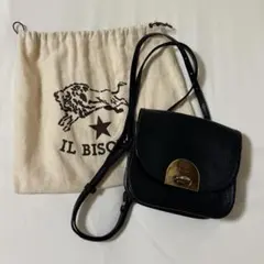 IL BISONTE ブラックレザーショルダーバッグのサムネイル