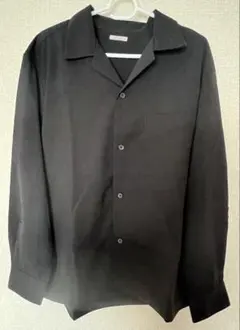 ジーユー GU オープンカラーシャツ 長袖 M ブラック メンズ