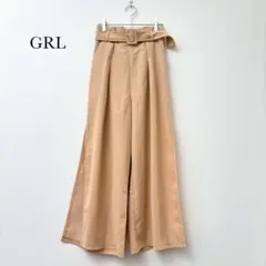GRL グレイル ワイドパンツ 【M】 オレンジベージュ キレイめ ベルト付
