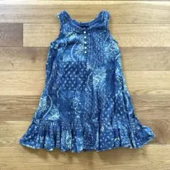 ラルフローレン ノースリーブ ワンピース インディゴ　フラワープリント バンダナ