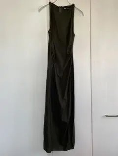 ★ZARA ノースリーブロングワンピース オリーブグリーン