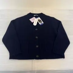 タグ付き メリノウール100% カーディガン レディース ネイビー L ニット
