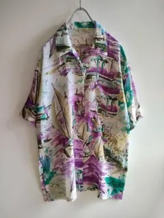 vintage ヨット柄 シャツ　シフォン　半袖　ビンテージ　ヴィンテージのサムネイル