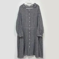 サマンサモスモス 前開き ギンガムチェック ワンピース ネイビー