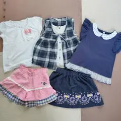 Seraphチェック柄ノースリーブシャツ、半袖カットソー、スカート5点まとめ売り