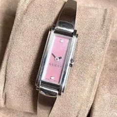 稼動品 GUCCI グッチ 109 2Pダイヤ ピンクシェル バングル 腕時計 