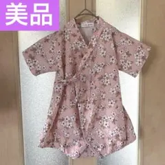 美品❤︎花柄 半袖 和風ベビー服　桜　浴衣　甚平　80 90 ロンパース　着画あり