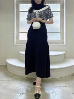 み*。様 dazzlin ツイードショートニットワンピース