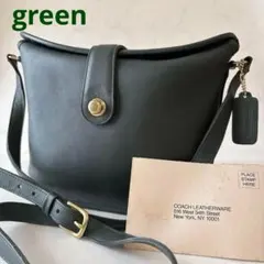 美品 COACH オールドコーチ グリーン レザー ダッフルショルダーバッグ