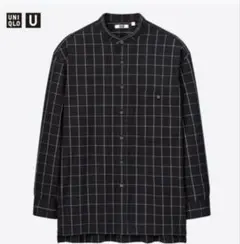 フランネルオーバーサイズスタンドカラーチェックシャツ　UNIQLO