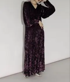 Ezick opal velours dress フラワーベロアドレス